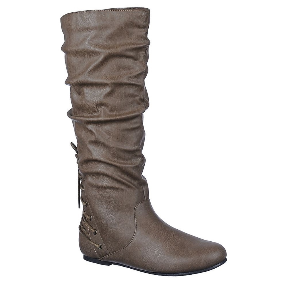 NWT Wild Diva Lace Up Brown Slouchy Boots